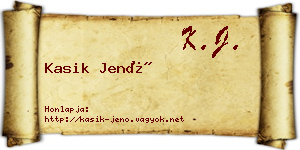 Kasik Jenő névjegykártya
